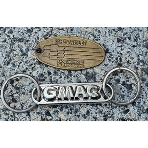 Lot of 2 Vintage GMAC GMC Factory Keychain Key Ring Lost Keys